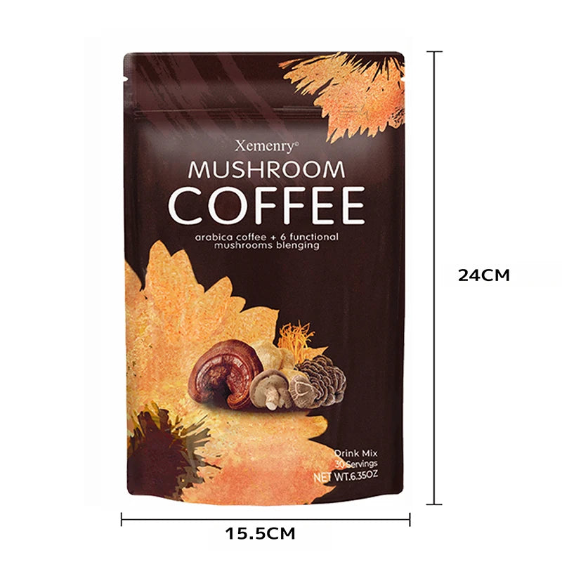 Mushroom Coffee - with Lion's Mane, Cordyceps, Reishi - Replenish Energy, Improve Concentration, Enhance Immunity - 1 Pack