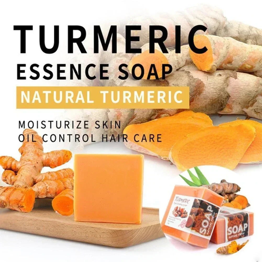 100g Natural Turmeric Soap with Goat Milk & Silk Protein Aloe Soap, Ginger, Sea Salt , Wormwood, Lemon Essential Oil Lemon Soap