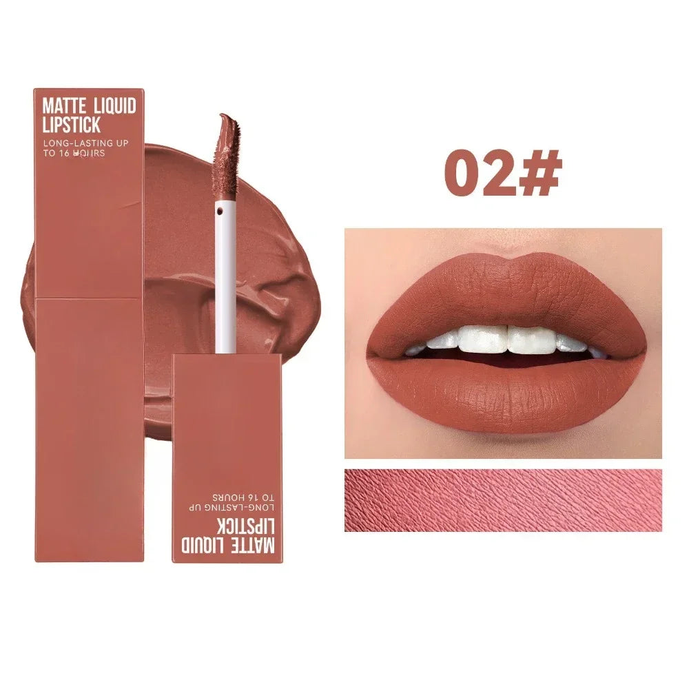 Cheap Matte Ink Liquid Lipstick Non-stick Cup Long Lasting Velvet Nude Lip Gloss Waterproof Lips Tint Waterproof Korean Make Up