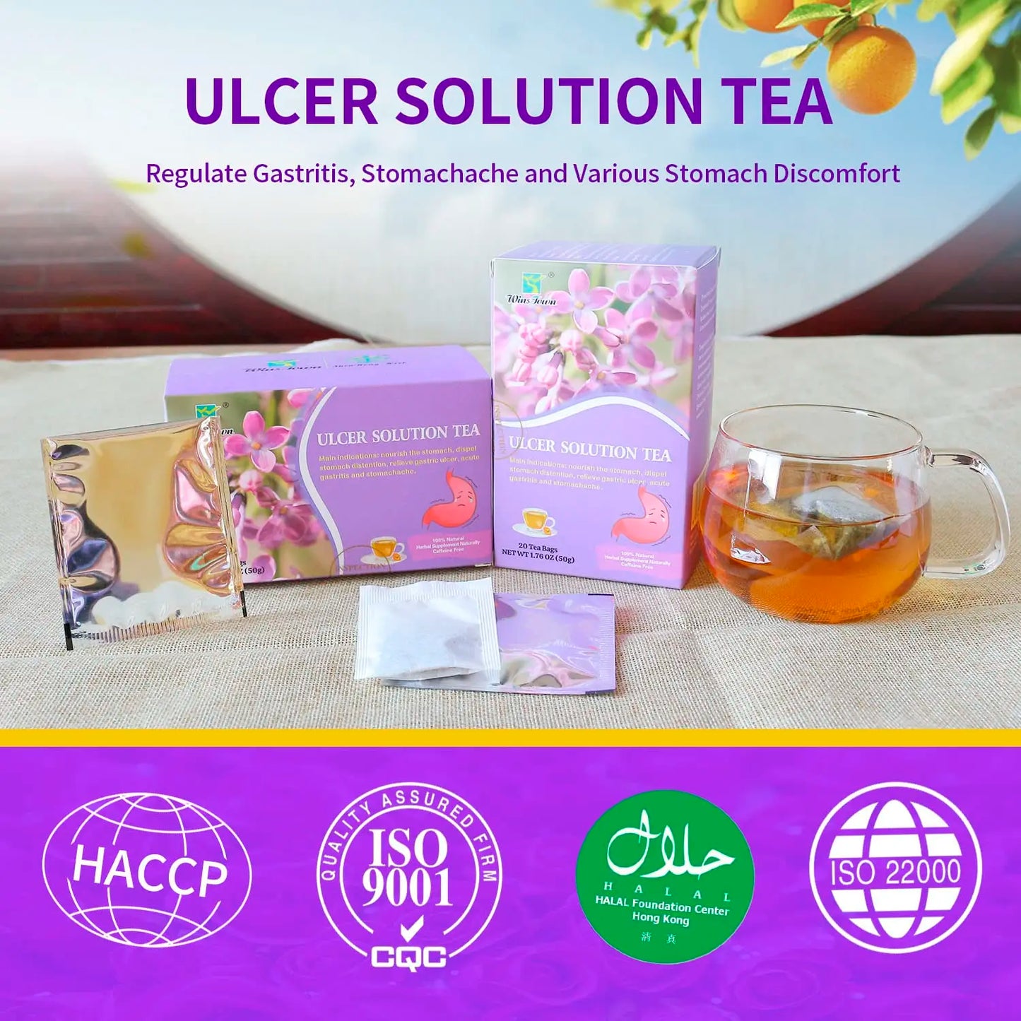 Wins Town Ulcer Solution Tea, Regulate Gastritis, Stomachache and Various Stomach Discomfort, 20 Teabags