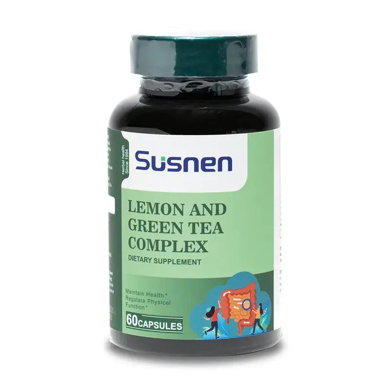 Susnen Lemon Green Tea Complex Capsule Dietary supplement contains flaxseed essence, which helps regulate body functions and hel