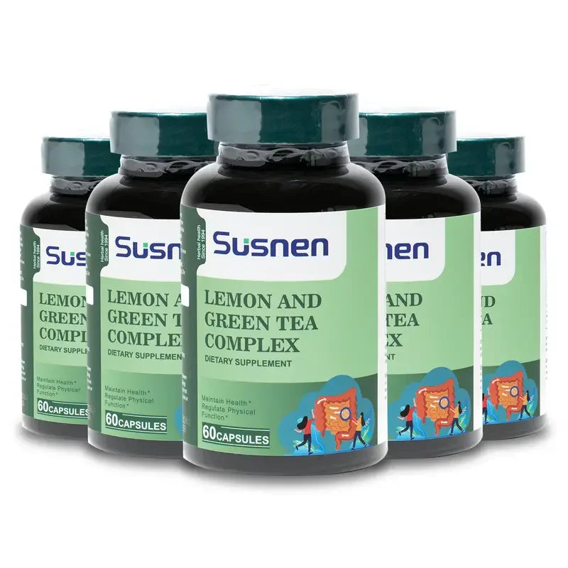Susnen Lemon Green Tea Complex Capsule Dietary supplement contains flaxseed essence, which helps regulate body functions and hel
