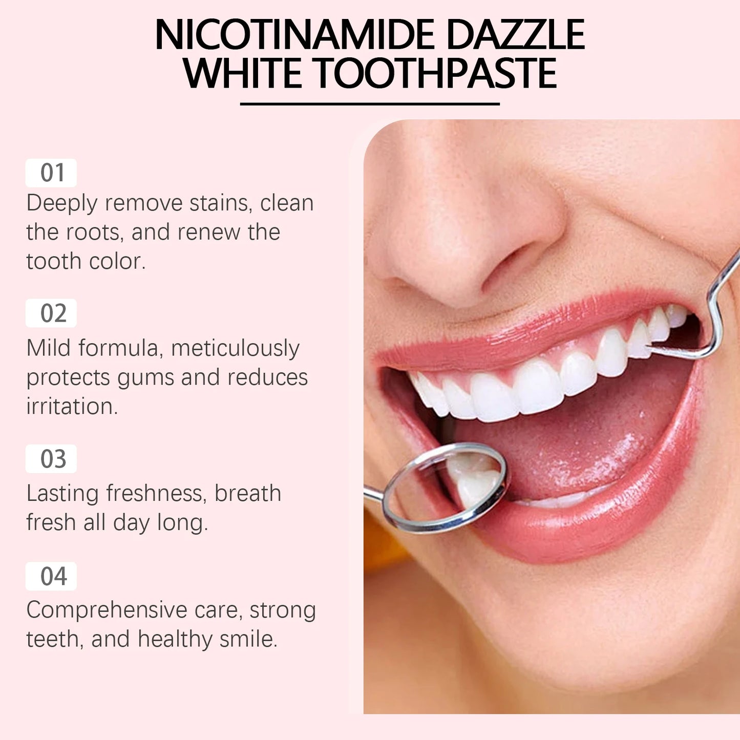 Oralhoe Niacinamide Toothpaste Remove Plaque Gentle Soothing Gum Stains Brightening Teeth Oral Deodorant Mint Dental Cleaning