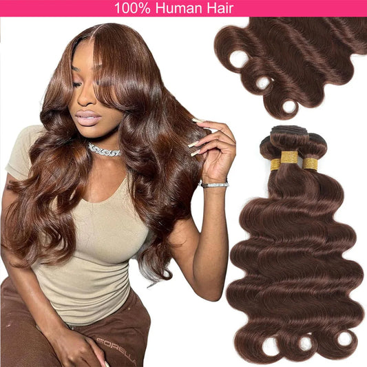 Chocolate Brown Body Wave 3 4 Bundles Brown Colored Bundles Sew In Bundles Brazilian Virgin Remy 100% Raw Human Hair Bundles