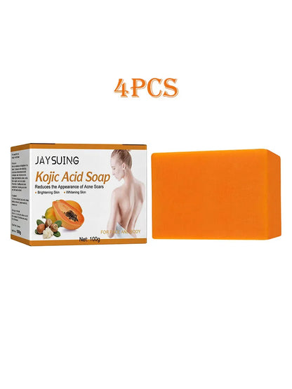 Jaysuing 100g Kojic Acid Skin Lightening Soap Bleaching Exfoliating Dilute Acne Pimple Dark Spot Remover Brightening Body Soap