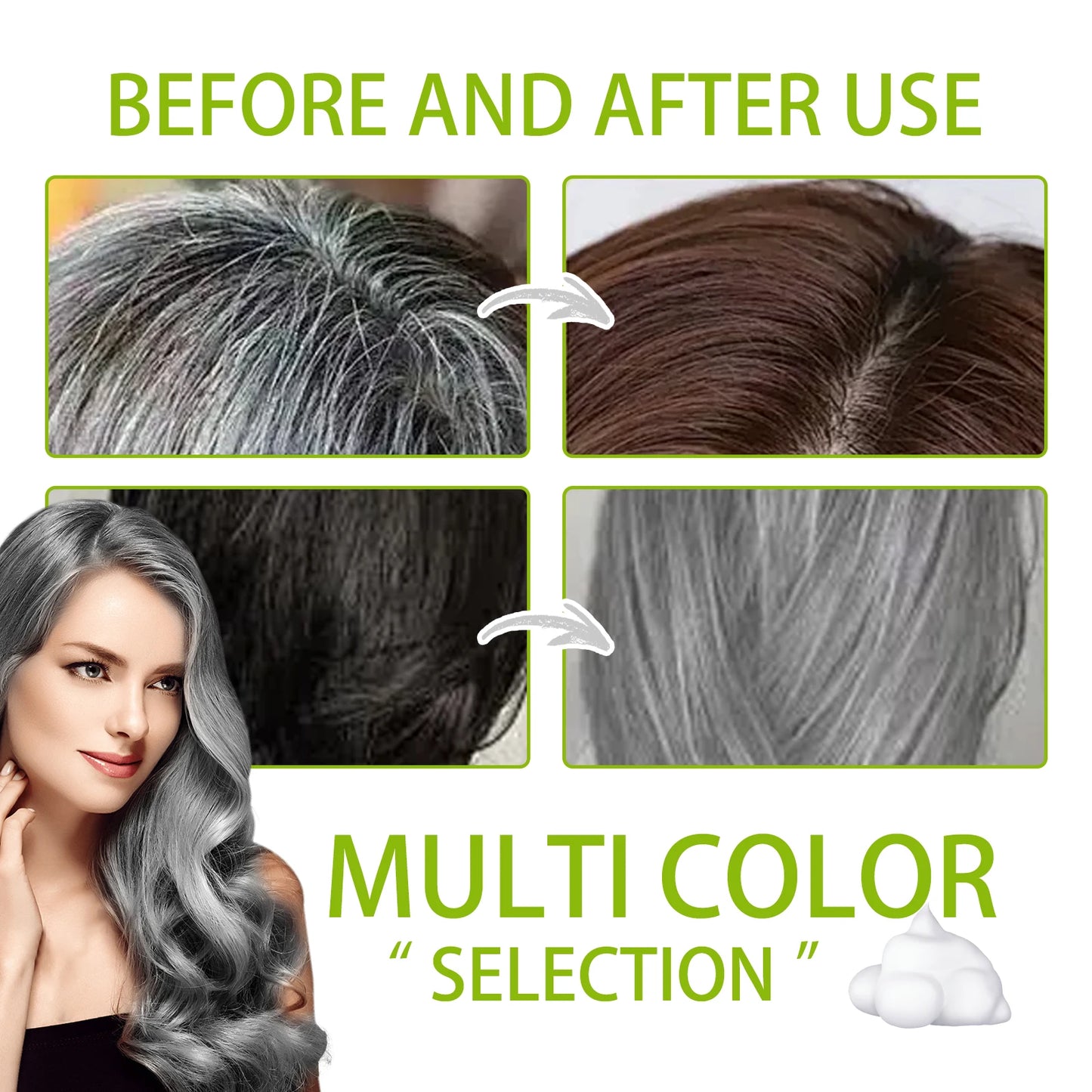 Hoegoa Multi Color Hair Dye Shampoo Moisturizing Non-damaged Fast Coloring Sliver Gray Purple Fashion Hair Styling Cream