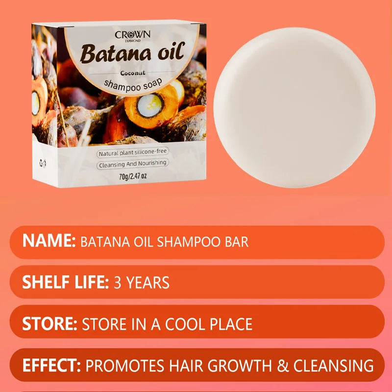 2-in-1 Natural Anti-Hair Loss Shampoo Bar with Batana and Rosemary – Controls Oil, Strengthens Roots, Vegan & Long-Lasting
