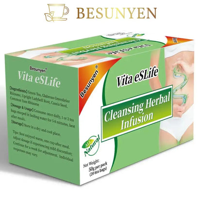 Besunyen Vita eSLife Two-Week Herbal Cleanse Tea – Digestive Support, Caffeine-Free, Herbal Ingredients, Non-GMO, 20 Tea Bags