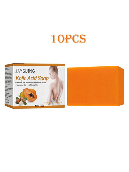 Jaysuing 100g Kojic Acid Skin Lightening Soap Bleaching Exfoliating Dilute Acne Pimple Dark Spot Remover Brightening Body Soap