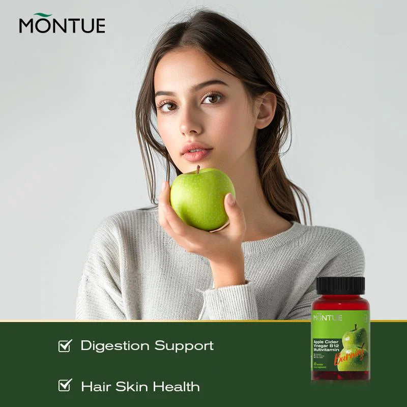 montue-Apple Cider Vinegar +Apple Cider Vinegar and Lactobacillus - Vitamin Complex - Dietary Supplement - 60 Gummies - Made in