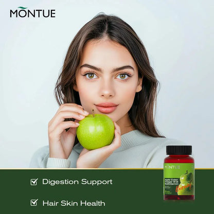 montue-Apple Cider Vinegar +Apple Cider Vinegar and Lactobacillus - Vitamin Complex - Dietary Supplement - 60 Gummies - Made in