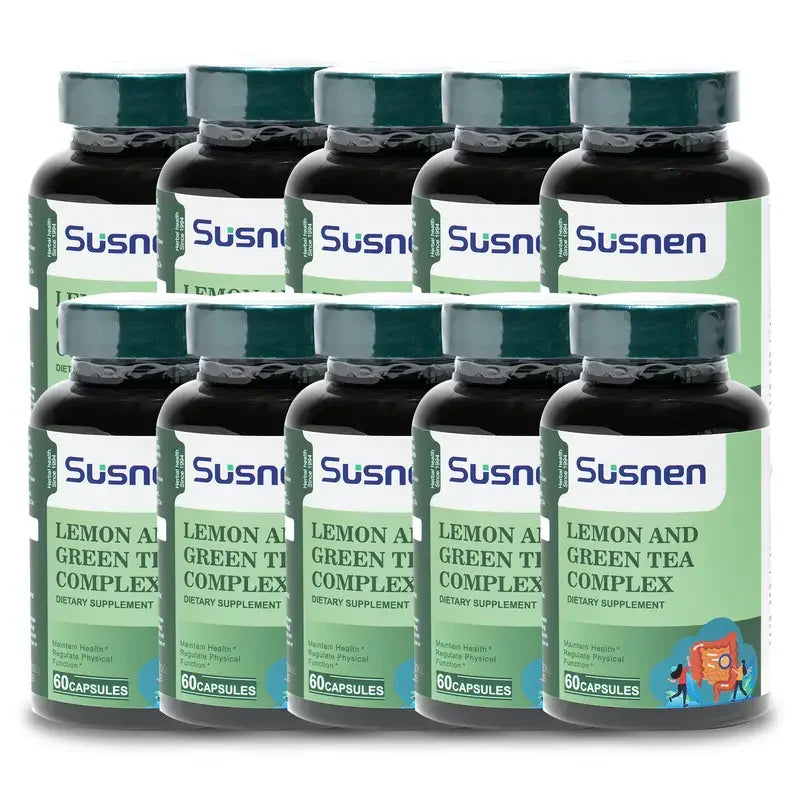 Susnen Lemon Green Tea Complex Capsule Dietary supplement contains flaxseed essence, which helps regulate body functions and hel