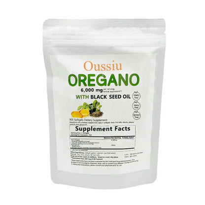 Oussiu Oil of Oregano Softgels 6000mg Per Serving, 300 Count  2 in 1 Formulated with Black Seed Oil 200mg Easy to Swallow