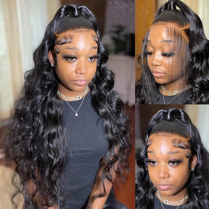 250 Density Invisi Drawstring Snug Fit 360 HD Full Lace Frontal Wigs 30 Inch Body Wave Lace Front Human Hair Wig Glueless Wig