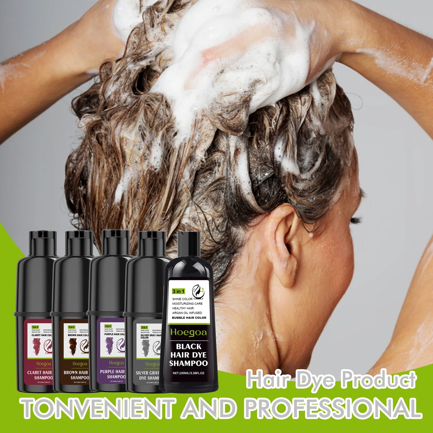 Hoegoa Multi Color Hair Dye Shampoo Moisturizing Non-damaged Fast Coloring Sliver Gray Purple Fashion Hair Styling Cream