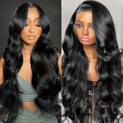 100% Brazilian Remy Human Hair Body Wave 13x4 13x6 Transparent Lace Front Wig Human Hair Pre Plucked Wigs For Women 180% Density