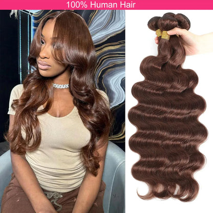 Chocolate Brown Body Wave 3 4 Bundles Brown Colored Bundles Sew In Bundles Brazilian Virgin Remy 100% Raw Human Hair Bundles