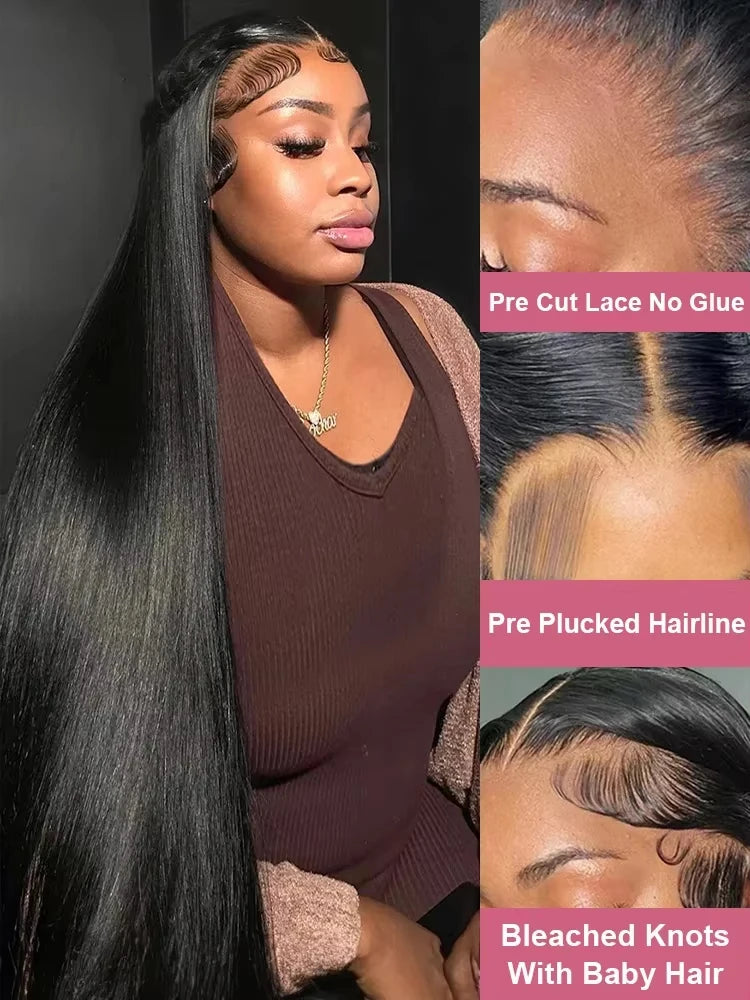 Mossily 300 Density Brazilian 30 40 Inch Bone Straight 13x4 13x6 HD Lace Front Human Hair Wigs Lace Frontal Wig 5x5 Glueless Wig