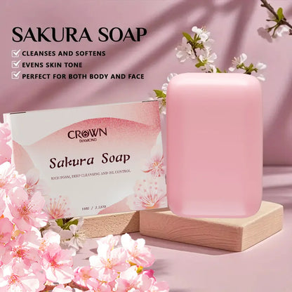 Japanese Facial Soap - Gentle Cleansing, Brightening & Moisturizing, Natural Ingredients for Soft Glowing Skin Sakura Soap