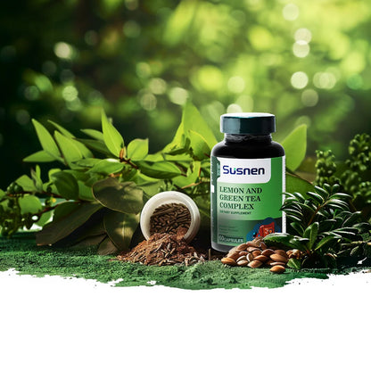 Susnen Lemon Green Tea Complex Capsule Dietary supplement contains flaxseed essence, which helps regulate body functions and hel