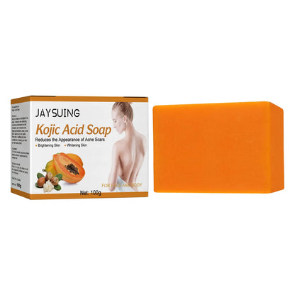 Jaysuing 100g Kojic Acid Skin Lightening Soap Bleaching Exfoliating Dilute Acne Pimple Dark Spot Remover Brightening Body Soap