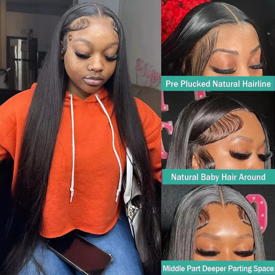 Mossily 300 Density Brazilian 30 40 Inch Bone Straight 13x4 13x6 HD Lace Front Human Hair Wigs Lace Frontal Wig 5x5 Glueless Wig