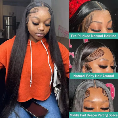 Mossily 300 Density Brazilian 30 40 Inch Bone Straight 13x4 13x6 HD Lace Front Human Hair Wigs Lace Frontal Wig 5x5 Glueless Wig