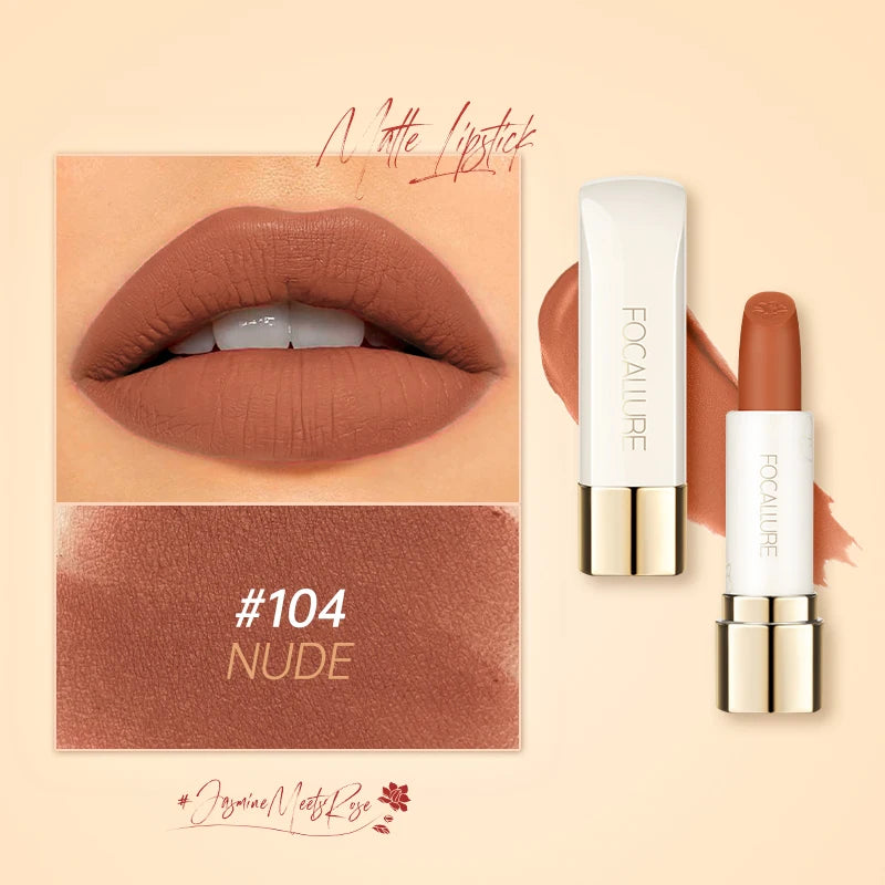 FOCALLURE Natural Matte Lipstick Waterproof Long-lasting Smooth Moisturizing Lip Balms Lightweight Lips Glaze Makeup Cosmetics