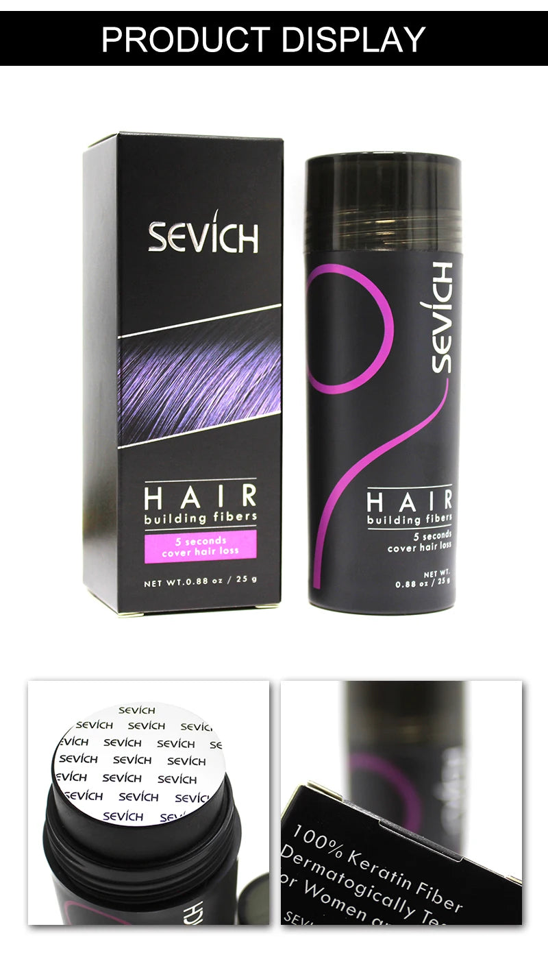 Sevich 10 Colors Hair Fibers Keratin 25g Hair Building Fibers Thickening Spray Hair Loss Products Instant Regrowth Powders