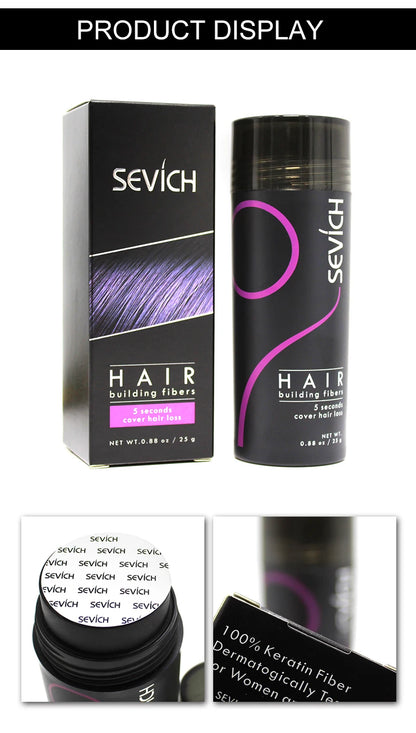 Sevich 10 Colors Hair Fibers Keratin 25g Hair Building Fibers Thickening Spray Hair Loss Products Instant Regrowth Powders