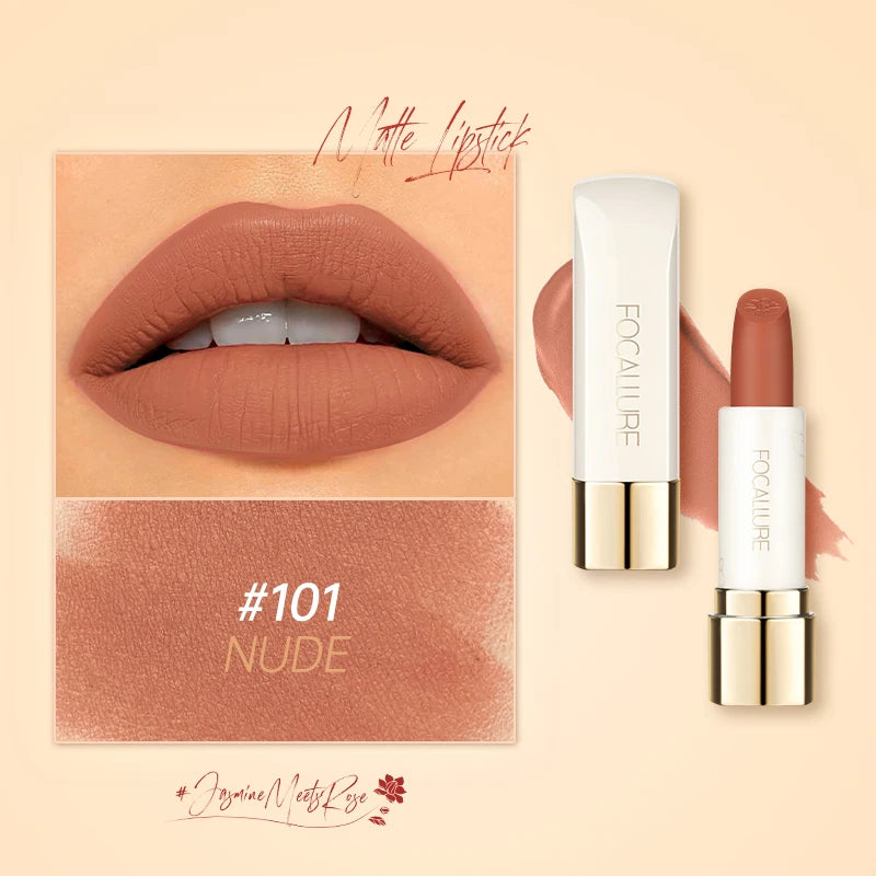 FOCALLURE Natural Matte Lipstick Waterproof Long-lasting Smooth Moisturizing Lip Balms Lightweight Lips Glaze Makeup Cosmetics