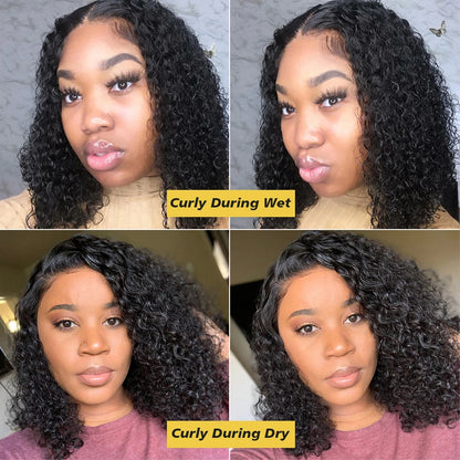 220% Kinky Curly edge Wigs Short Bob Pixie Cut Curly 13x4 Lace Front Wig Human Hair Wig PrePlucked Baby Hair Lace Closure Wig