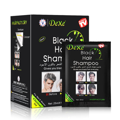 25ml 10Pcs Black Hair Shampoo 5 Mins Dye Hair Into Black Herb Natural Faster Black Hair Restore Colorant Shampoo Treatment