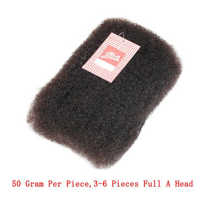 QVR Afro Kinky Bulk Human Hair Extensions Natural Black/Brown/Grey - Lightweight for Braiding, Styling & Everyday Wear