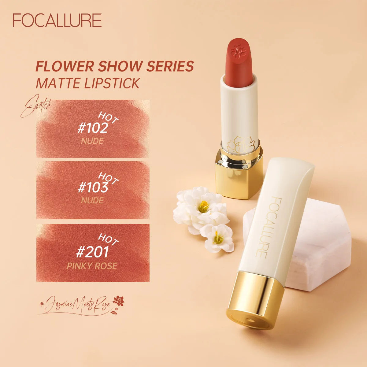 FOCALLURE Natural Matte Lipstick Waterproof Long-lasting Smooth Moisturizing Lip Balms Lightweight Lips Glaze Makeup Cosmetics
