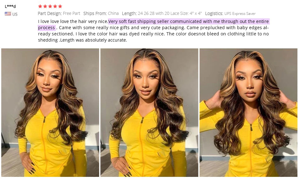 FB 30 Brown Highlight Bundles With Closure Ombred Body Wave Bundles With Closure 1b 4/30 Colored Human Hair Bundles With Closure