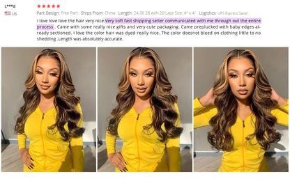 FB 30 Brown Highlight Bundles With Closure Ombred Body Wave Bundles With Closure 1b 4/30 Colored Human Hair Bundles With Closure