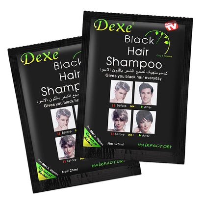 25ml 10Pcs Black Hair Shampoo 5 Mins Dye Hair Into Black Herb Natural Faster Black Hair Restore Colorant Shampoo Treatment