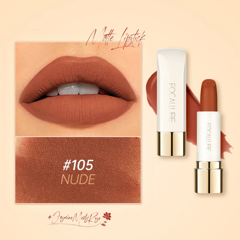FOCALLURE Natural Matte Lipstick Waterproof Long-lasting Smooth Moisturizing Lip Balms Lightweight Lips Glaze Makeup Cosmetics