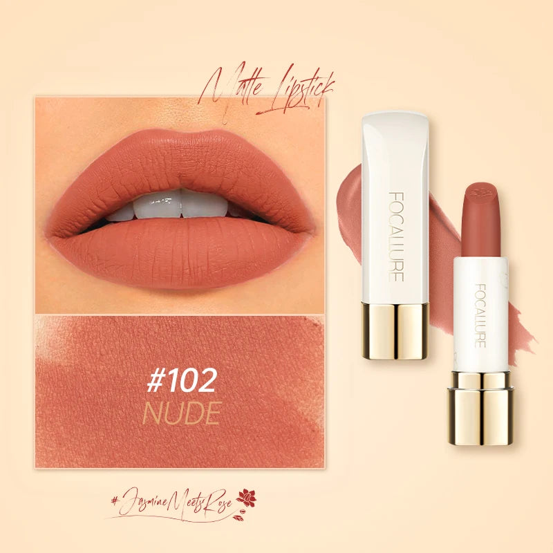 FOCALLURE Natural Matte Lipstick Waterproof Long-lasting Smooth Moisturizing Lip Balms Lightweight Lips Glaze Makeup Cosmetics