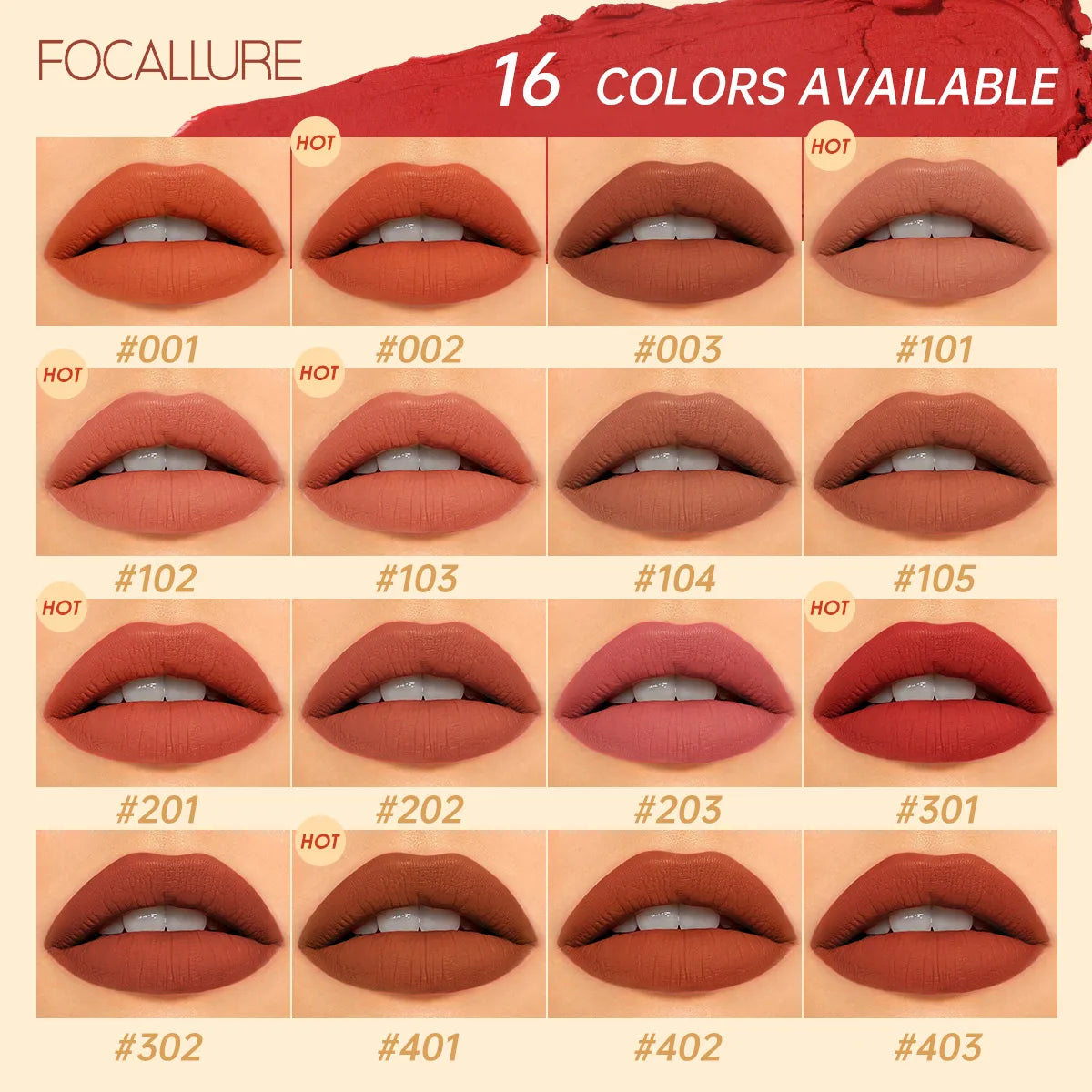 FOCALLURE Natural Matte Lipstick Waterproof Long-lasting Smooth Moisturizing Lip Balms Lightweight Lips Glaze Makeup Cosmetics