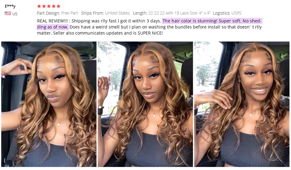 FB 30 Brown Highlight Bundles With Closure Ombred Body Wave Bundles With Closure 1b 4/30 Colored Human Hair Bundles With Closure