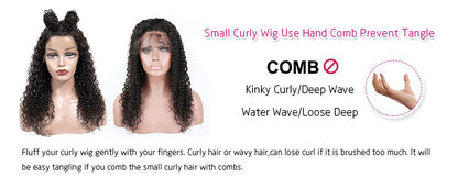 8A Kinky Curly T Part Human Hair Lace Wigs Bob Real Human Hair Curly Hair Wig