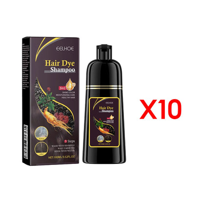 EELHOE Natural Plant Hair Dye Shampoo 3 in 1 Hair Color Shampoo for Gary Hair Dark Brown Black And Women Men Grey Coverage 100ml