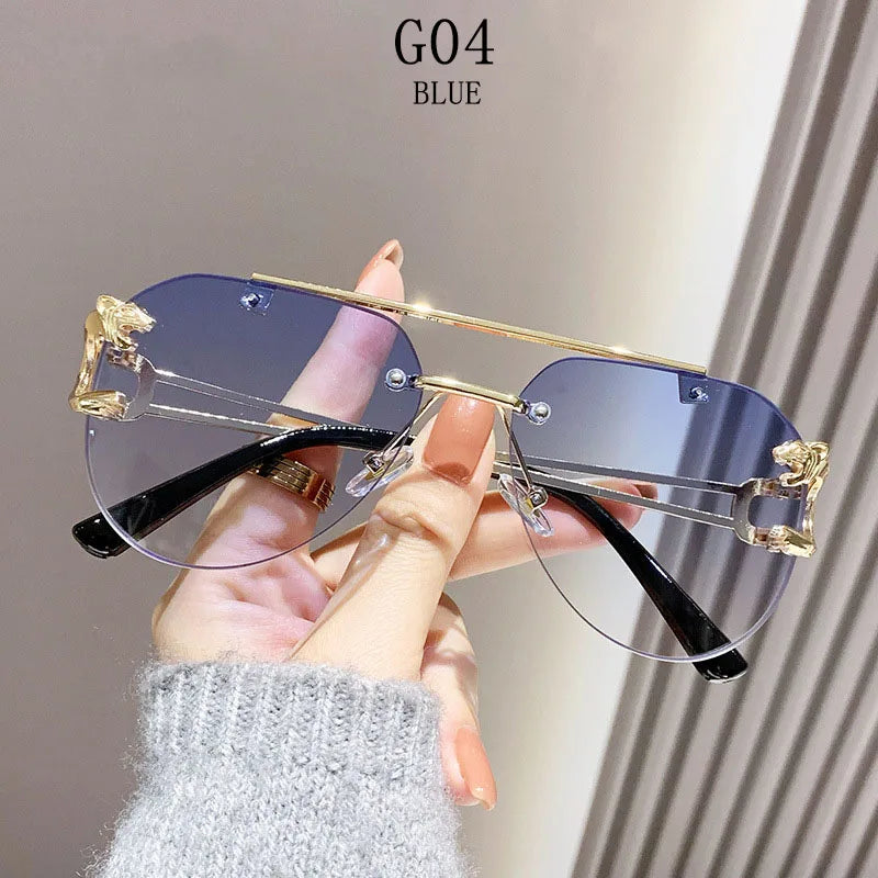 Rimless Designer Sunglasses Women Trendy Luxe Fashion Sunglasses Men Vintage Glasses Lentes De Sol Mujer Lunette Soleil Femme