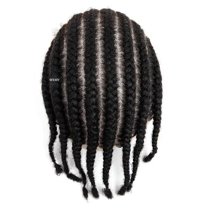 8 Cornrow Braids Full Lace Base Toupee Men's Wig Male Hair Prosthesis Crochet Braids Lace Wigs Human Hair Systems For Black Men