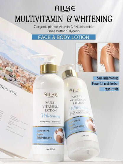 AILKE Natural Multi-Vitamin Lightening Skin Care Kit, Moisturizes, Even Toning, Remove Blemishes, Clean & Soothing Skin