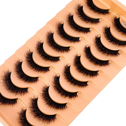 10Pairs 3D Mink Lashes Cilios Fluffy Soft Beauty Natural Short Mink Fake Eyelashes Classic Thick Reusable Makeup False Eyelashes