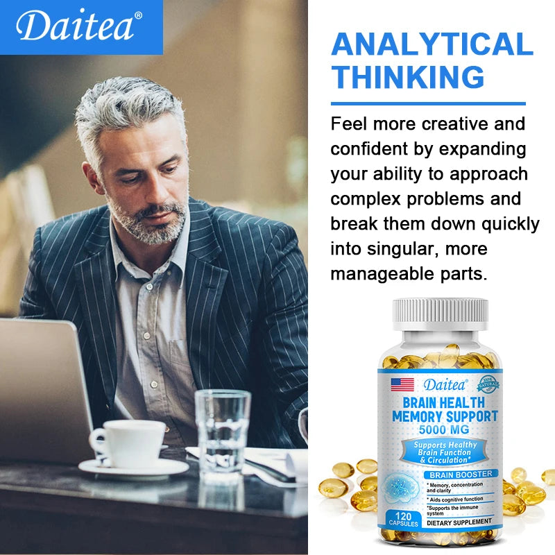 Vitamin B6 Supplement, Brain Health Memory Support 5000 mg, Supports Focus, Brain Function & Circulation, 120 Capsules