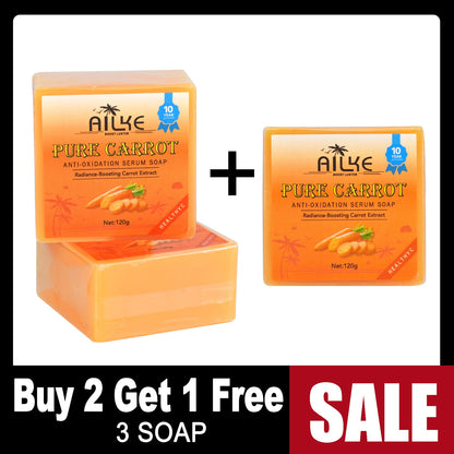 AILKE Pure Carrot Anti-Oxidation Serum Soap, Cleaning Stains, Skin Brightening Soap Bar, With Vitamin C, For Body And Face Use